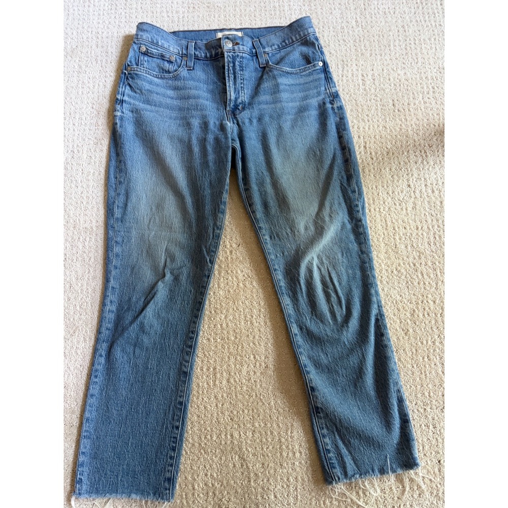 Madewell Perfect Vintage Jean Womens 29 Blue Raw Hem Mid-Rise NA924